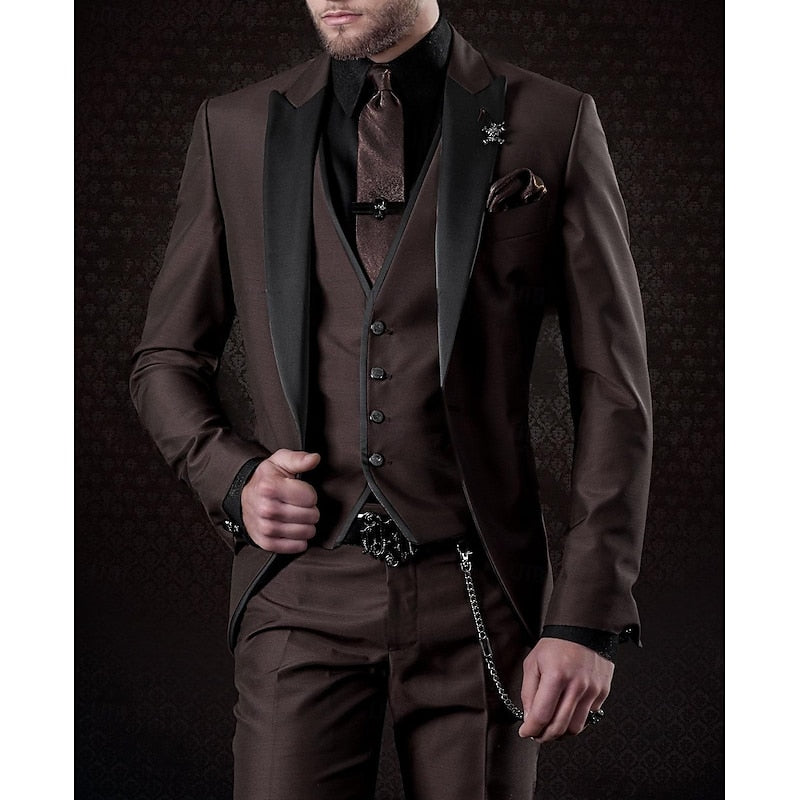 Men's Linen Suit Three-Piece Set Blazer Vest Trousers for Weddings 2