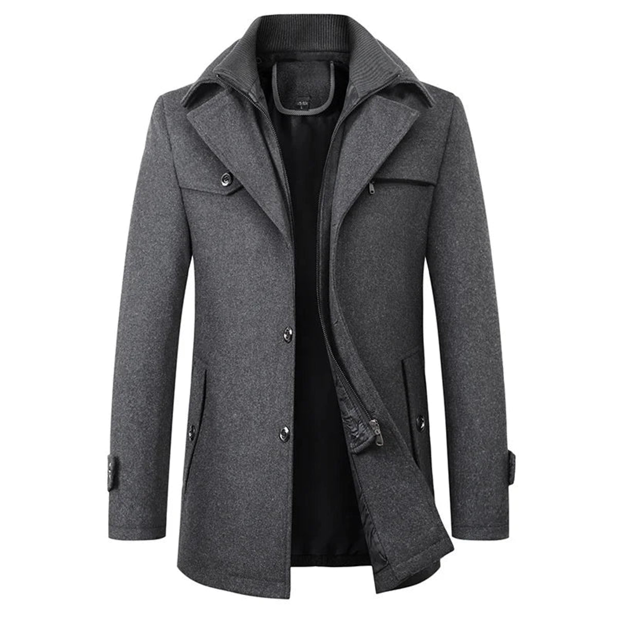 Men's Long Overcoat Tailored Design Winter Wool Coat for Formal & Casual Wear 1