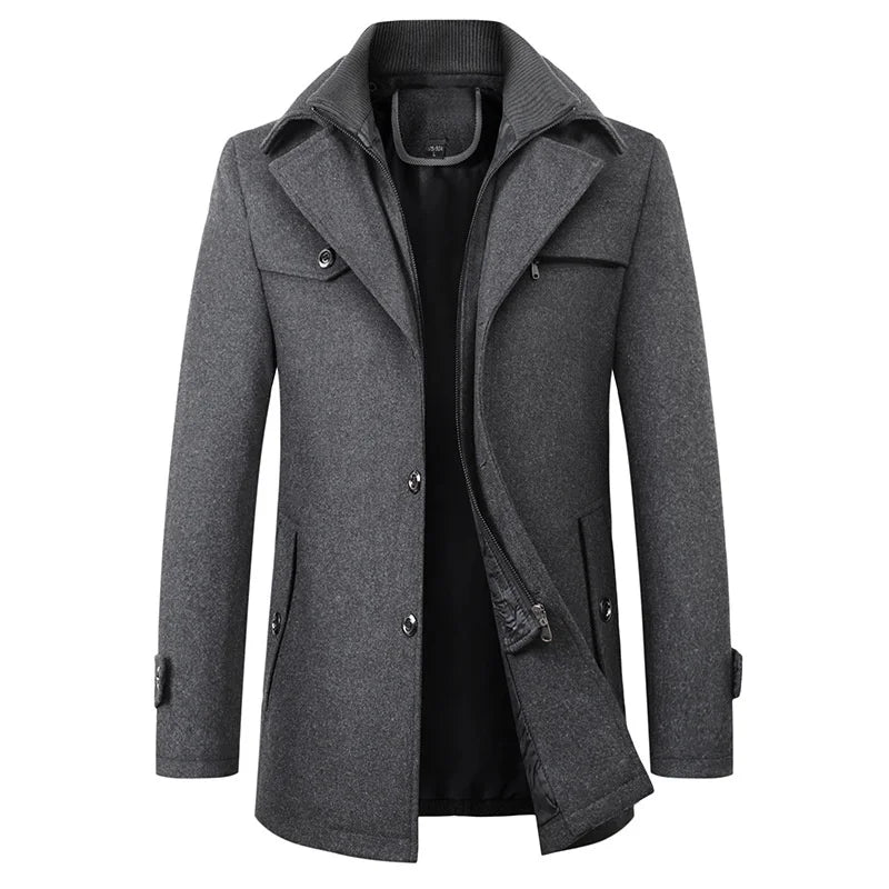 Men's Long Overcoat Tailored Design Winter Wool Coat for Formal & Casual Wear 1