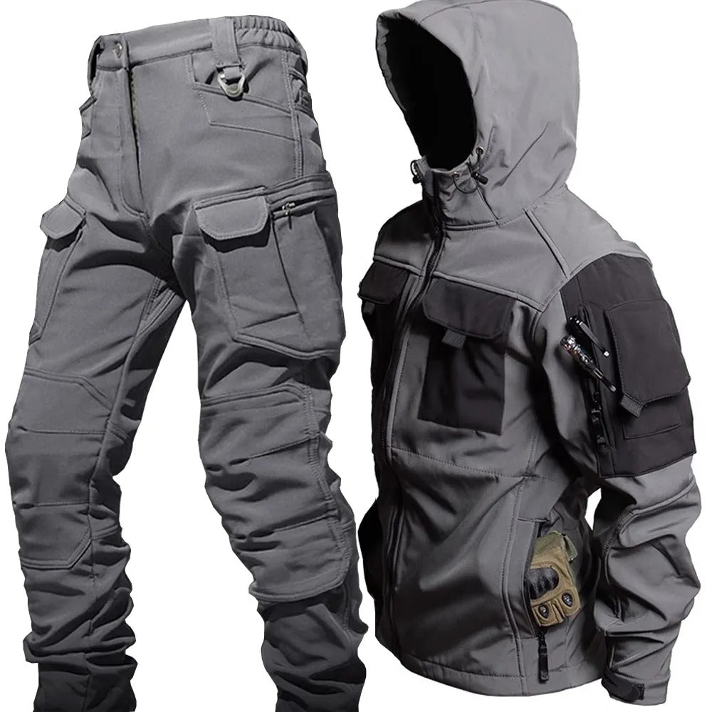 Men's Outdoor Clothing Set Waterproof Windproof Softshell Hiking Gear 1