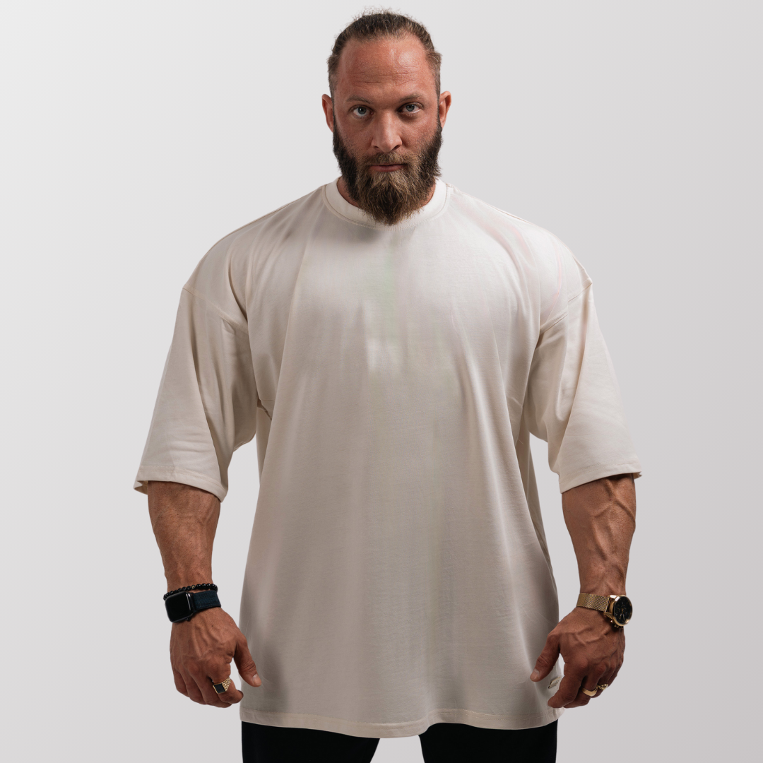 Men's Oversized T-Shirt - Soft Cotton Drop Shoulder Tee in Neutral Tones 4