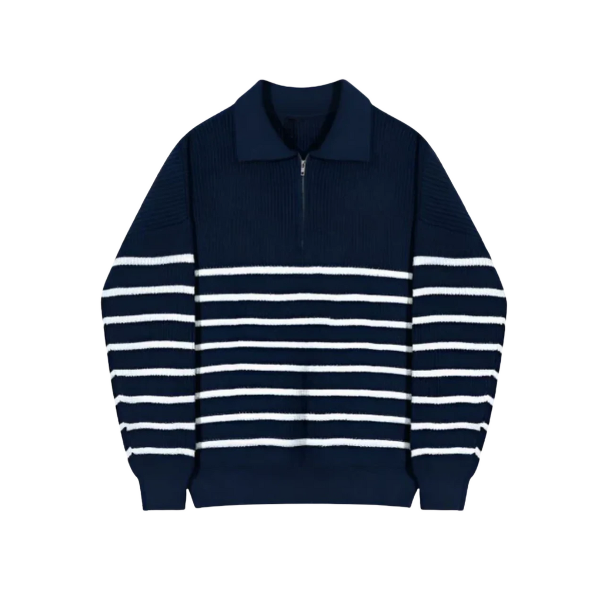 Men's Quarter Zip Sweater Striped Design Casual Chic Cotton 7