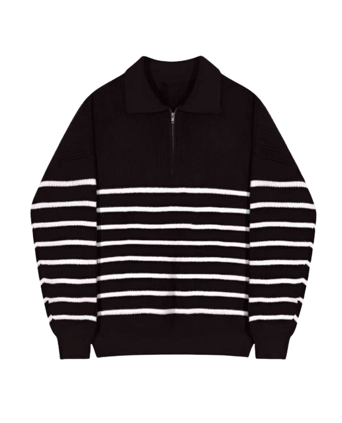 Men's Quarter Zip Sweater Striped Design Casual Chic Cotton 8
