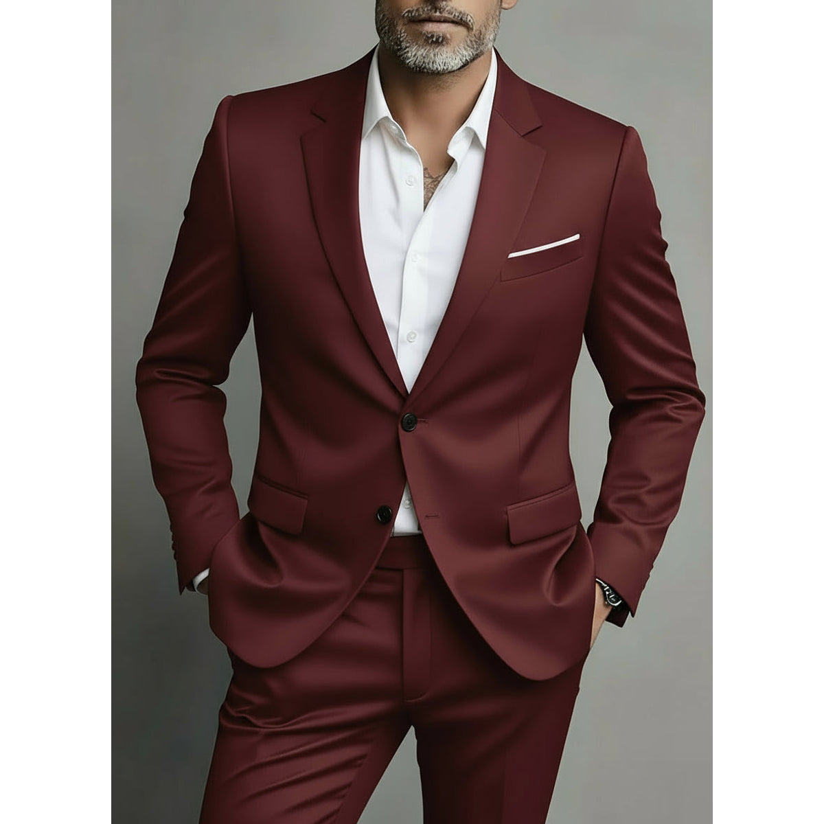 Men's Slim Fit Black Suit Two-Piece Tailored Formal Set 0