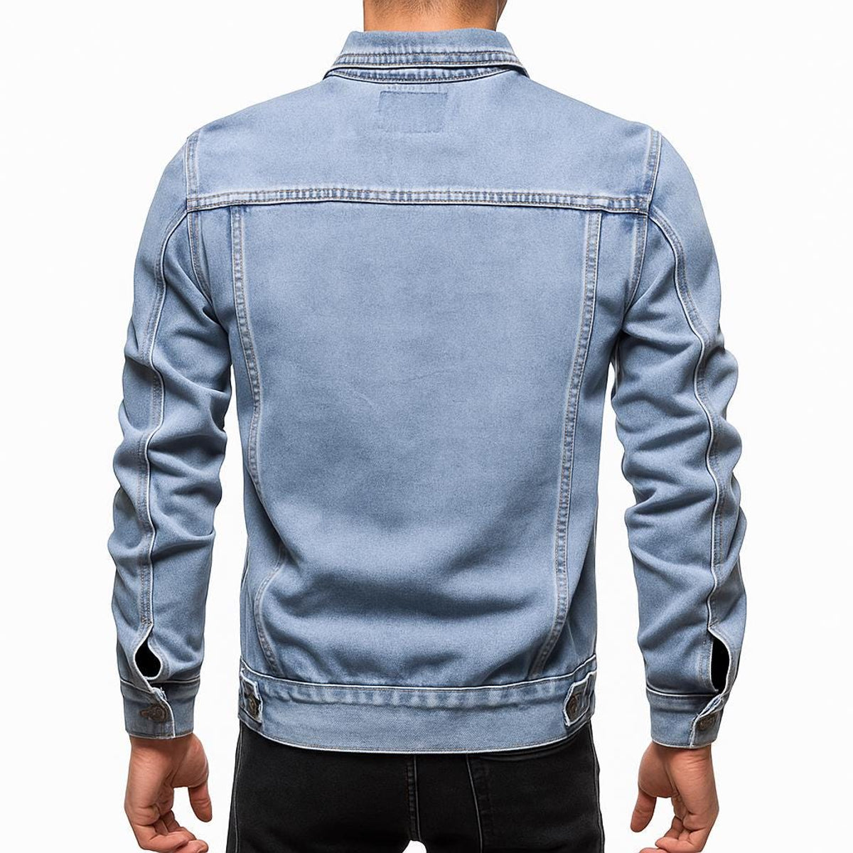 Men's Slim Fit Denim Jacket Vintage Casual Button-Up for All Seasons 2
