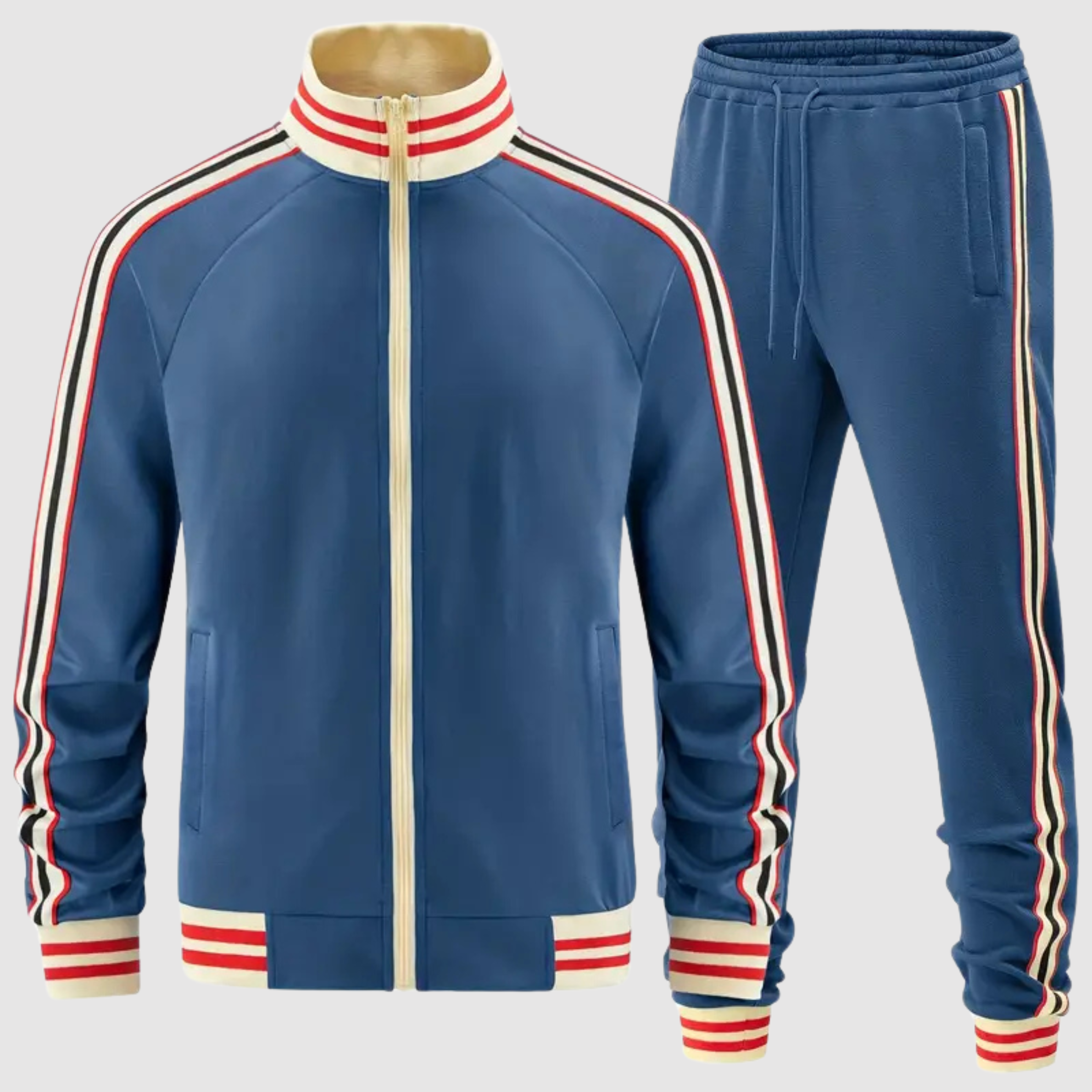 Men's Striped Tracksuit Set Zipper Jacket and Pants Casual Comfort 6