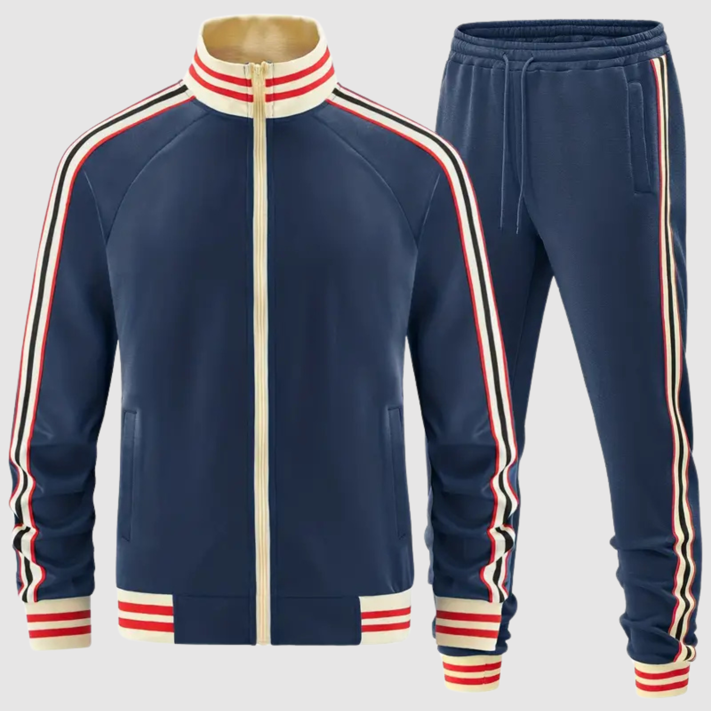 Men's Striped Tracksuit Set Zipper Jacket and Pants Casual Comfort 7