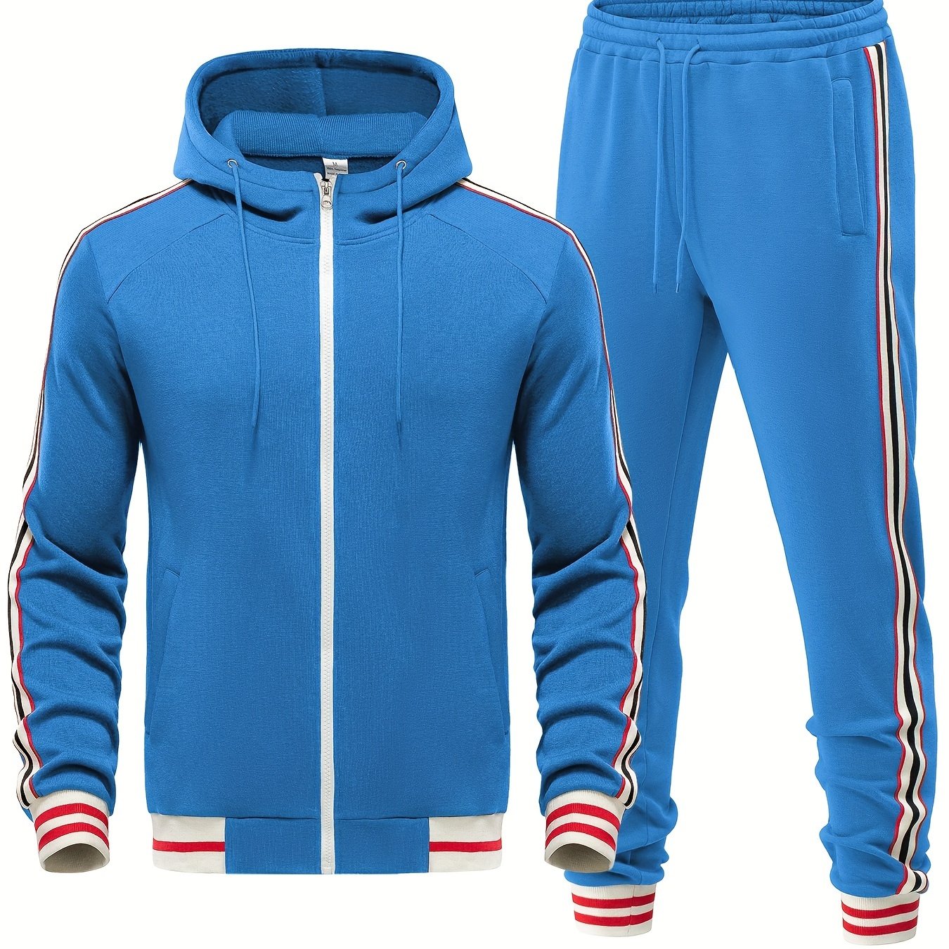 Men's Striped Tracksuit Set with Hoodie and Joggers Casual Style 0