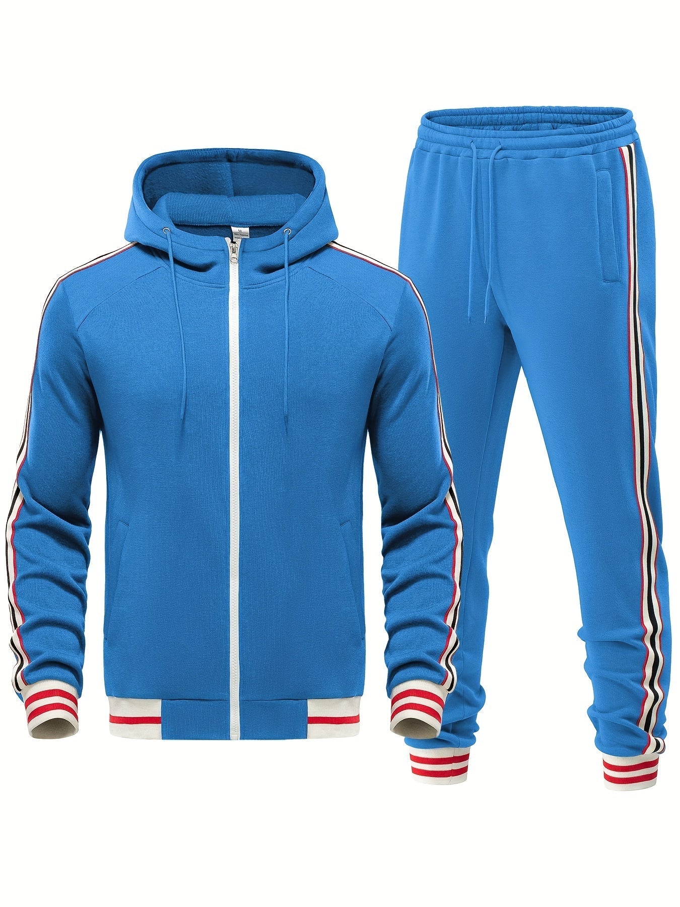 Men's Striped Tracksuit Set with Hoodie and Joggers Casual Style 1