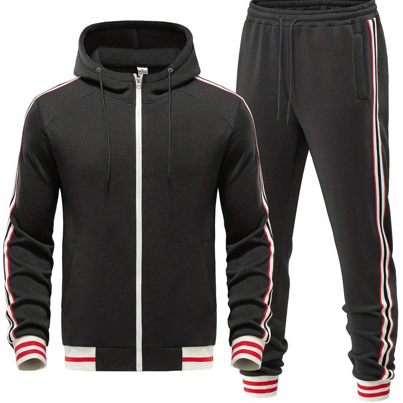 Men's Striped Tracksuit Set with Hoodie and Joggers Casual Style 2