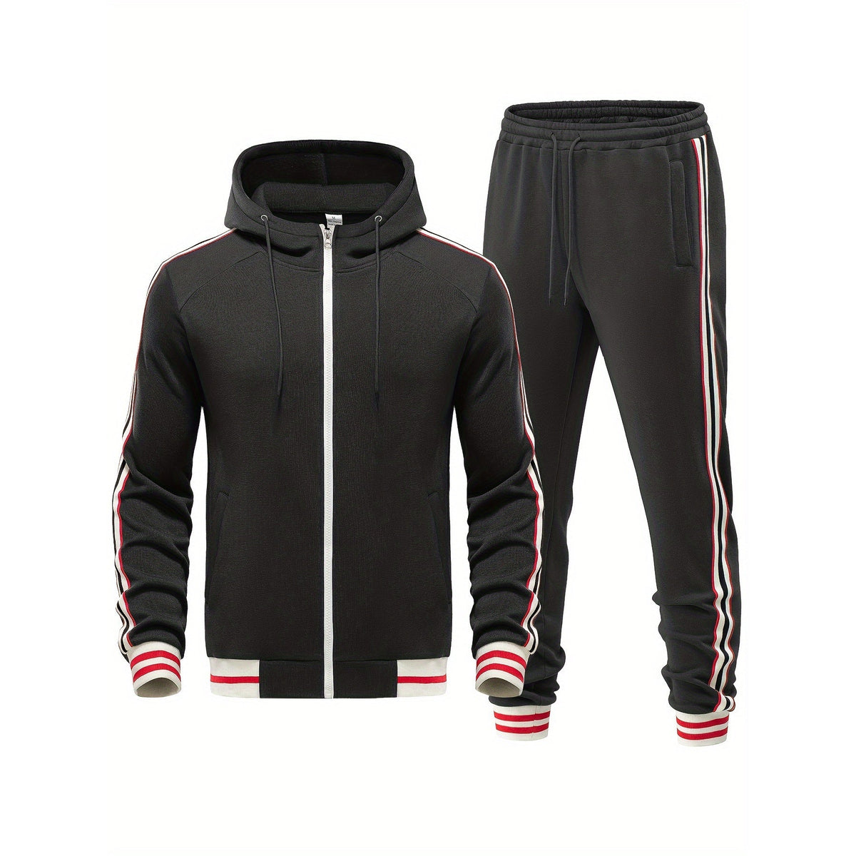 Men's Striped Tracksuit Set with Hoodie and Joggers Casual Style 3