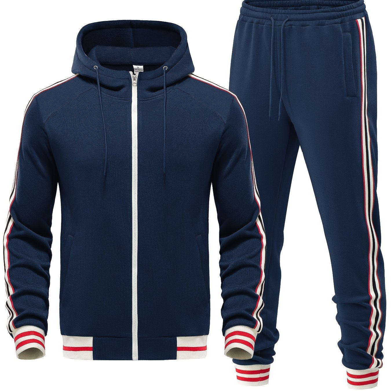 Men's Striped Tracksuit Set with Hoodie and Joggers Casual Style 5