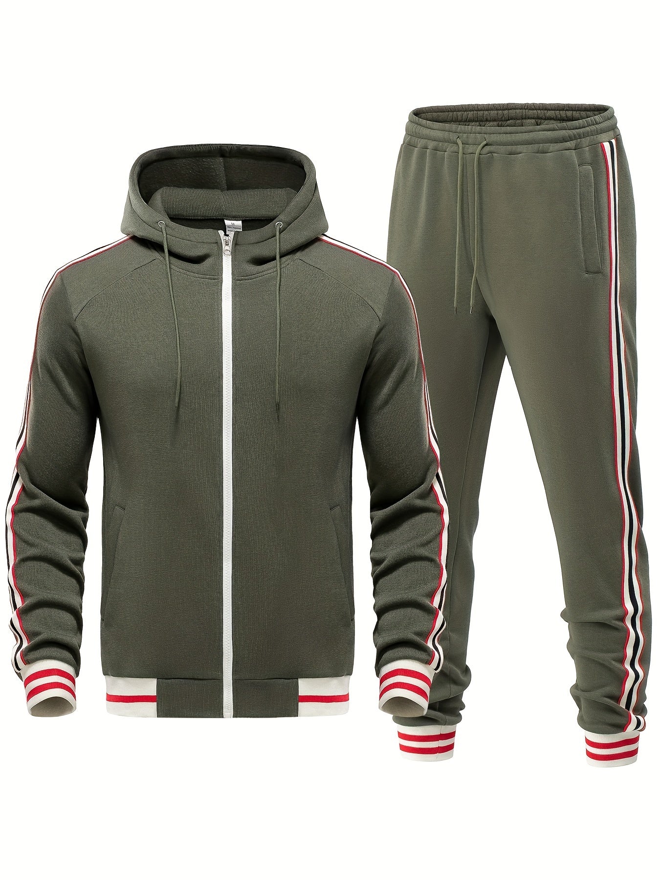 Men's Striped Tracksuit Set with Hoodie and Joggers Casual Style 8
