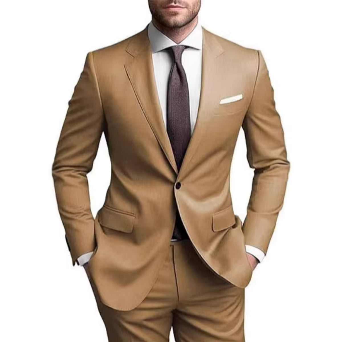 Herrenanzug Freizeit Baumwollmischung Leichte Businesskleidung Elegante Farben