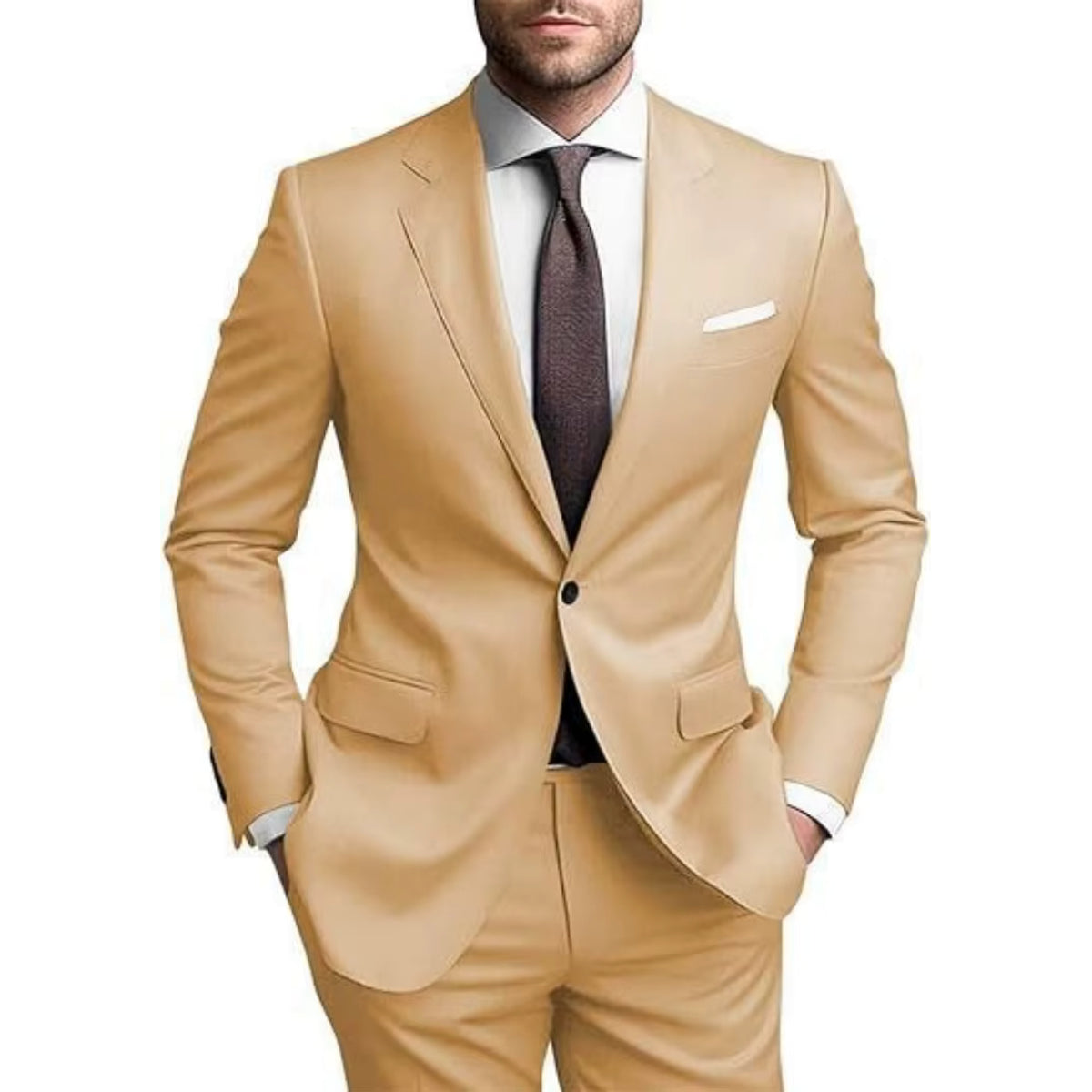 Herrenanzug Freizeit Baumwollmischung Leichte Businesskleidung Elegante Farben