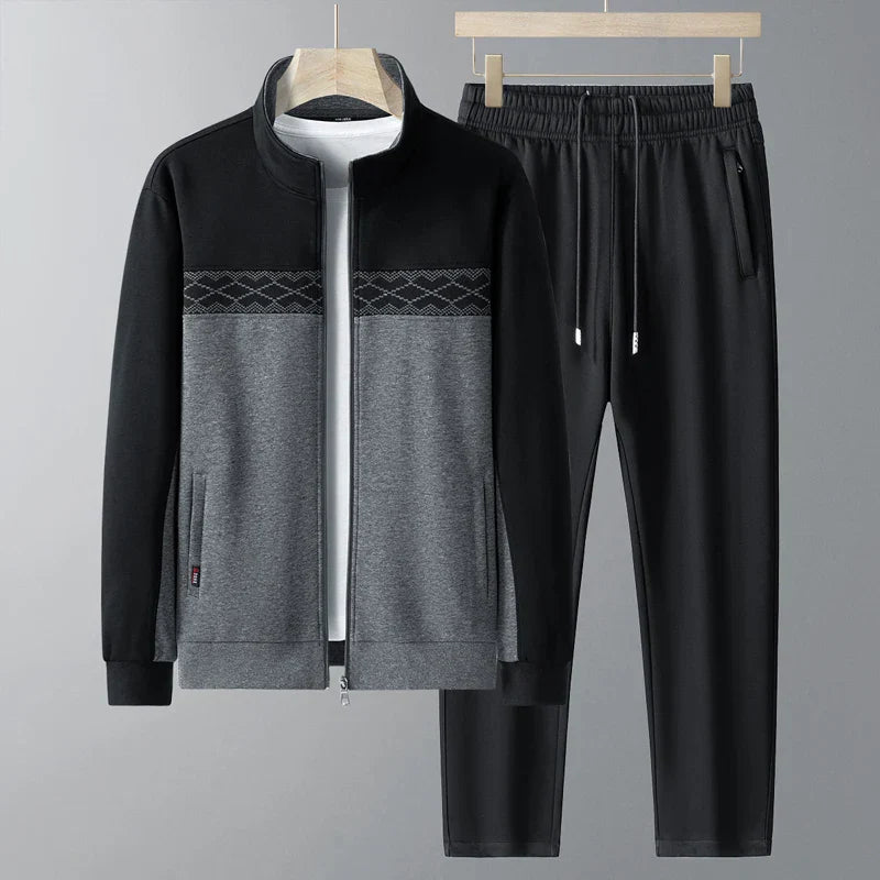 Men's Tracksuit Two Piece Set Zip Jacket Geometric Design Casual Style 0