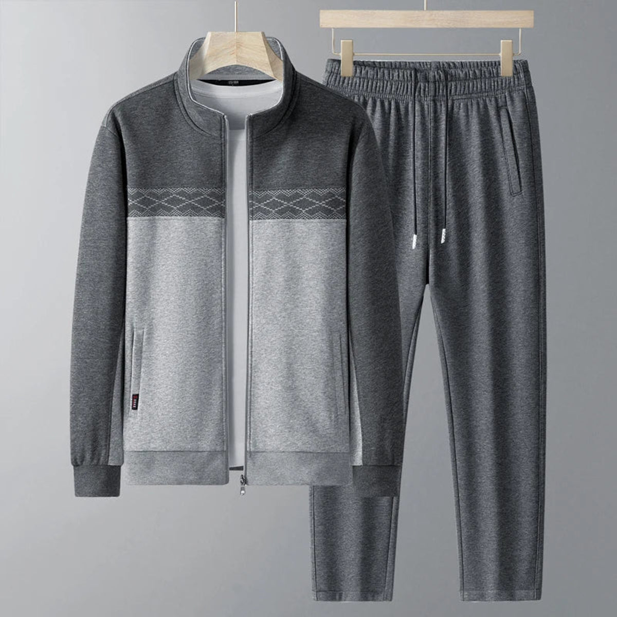 Men's Tracksuit Two Piece Set Zip Jacket Geometric Design Casual Style 2