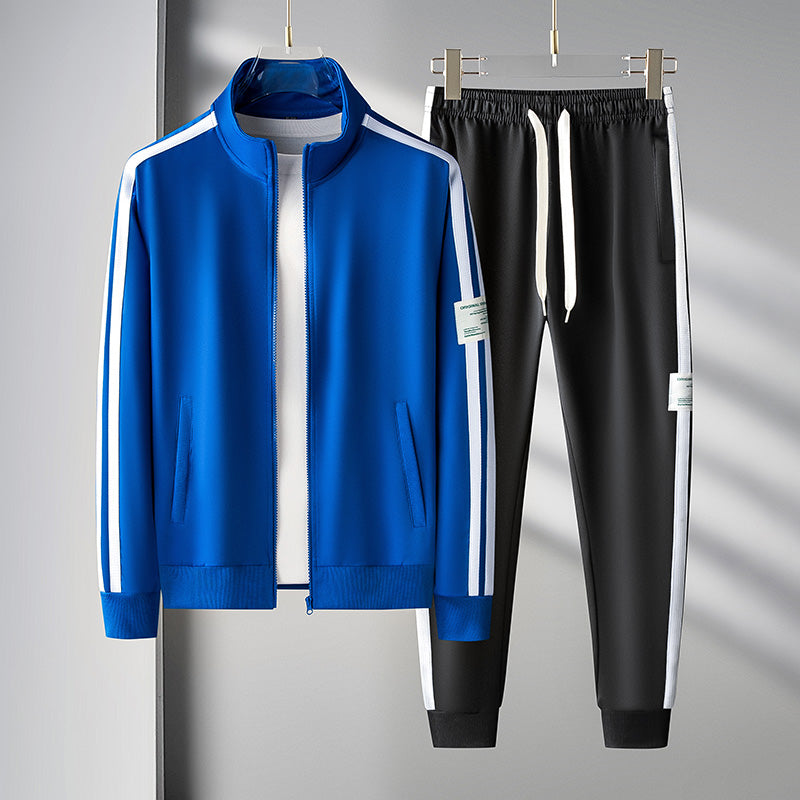 Men's Tracksuit Zip Up Two-Piece Set with Stripe Jacket and Jogger Pants 4