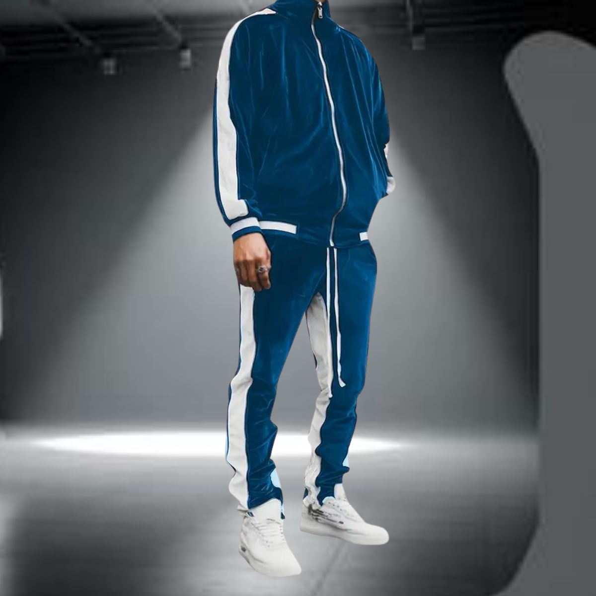 Men's Velvet Tracksuit 2-Piece Set Zipper Drawstring Comfort Casual Style 0