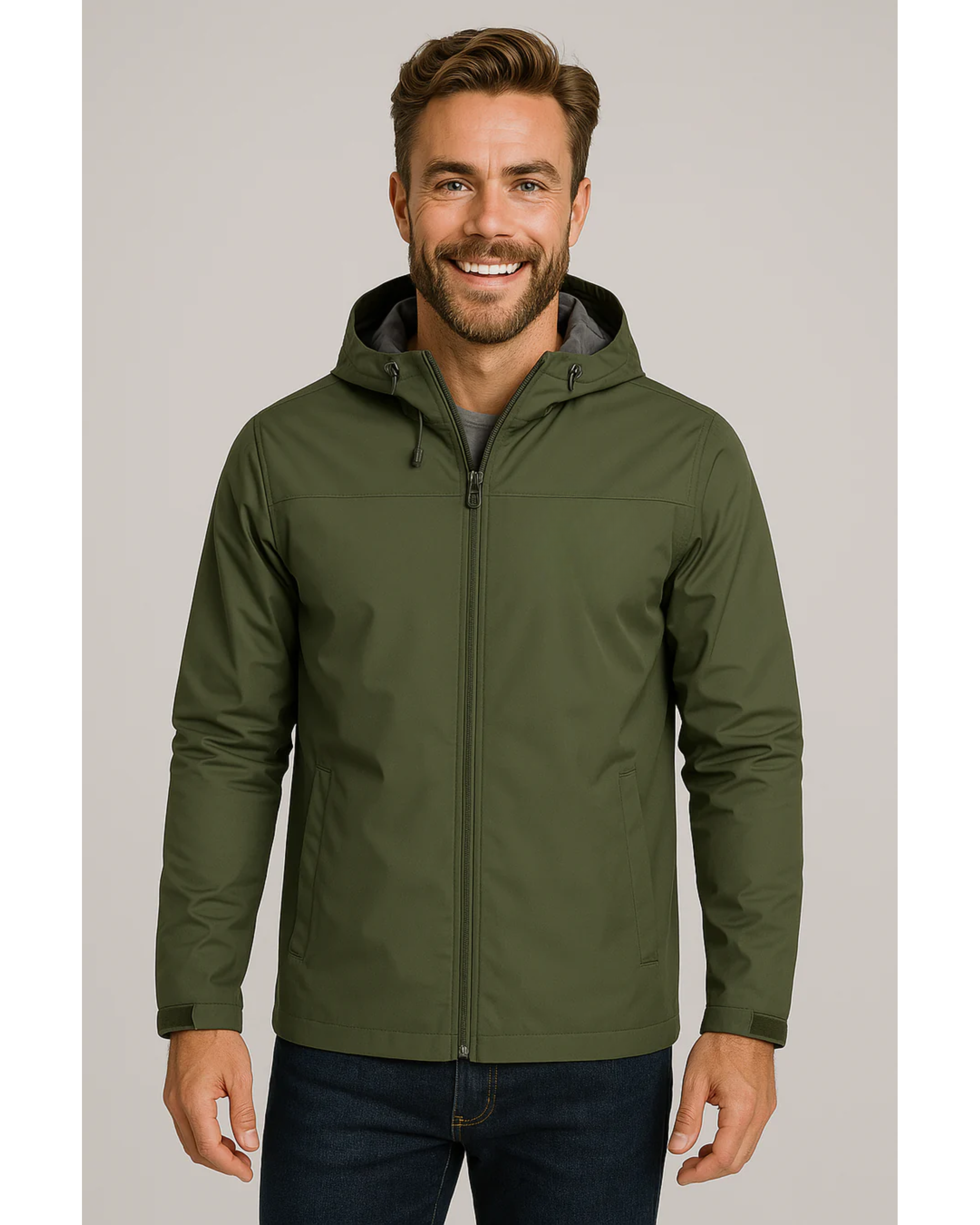Men's Waterproof Jacket Lightweight Zip Design Casual Rainwear 4