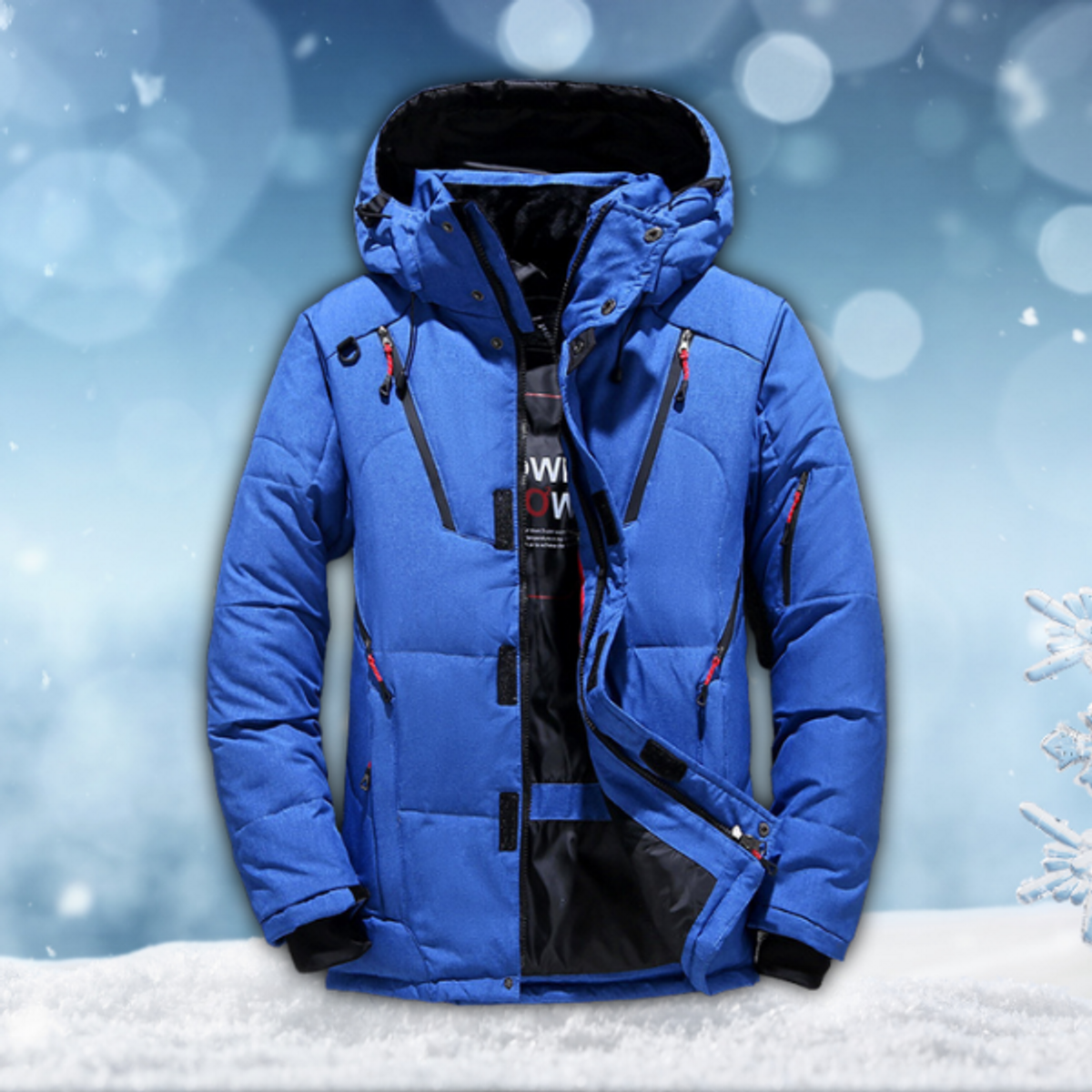 Men's Waterproof Winter Jacket Windproof Hooded Design Casual Outerwear 1