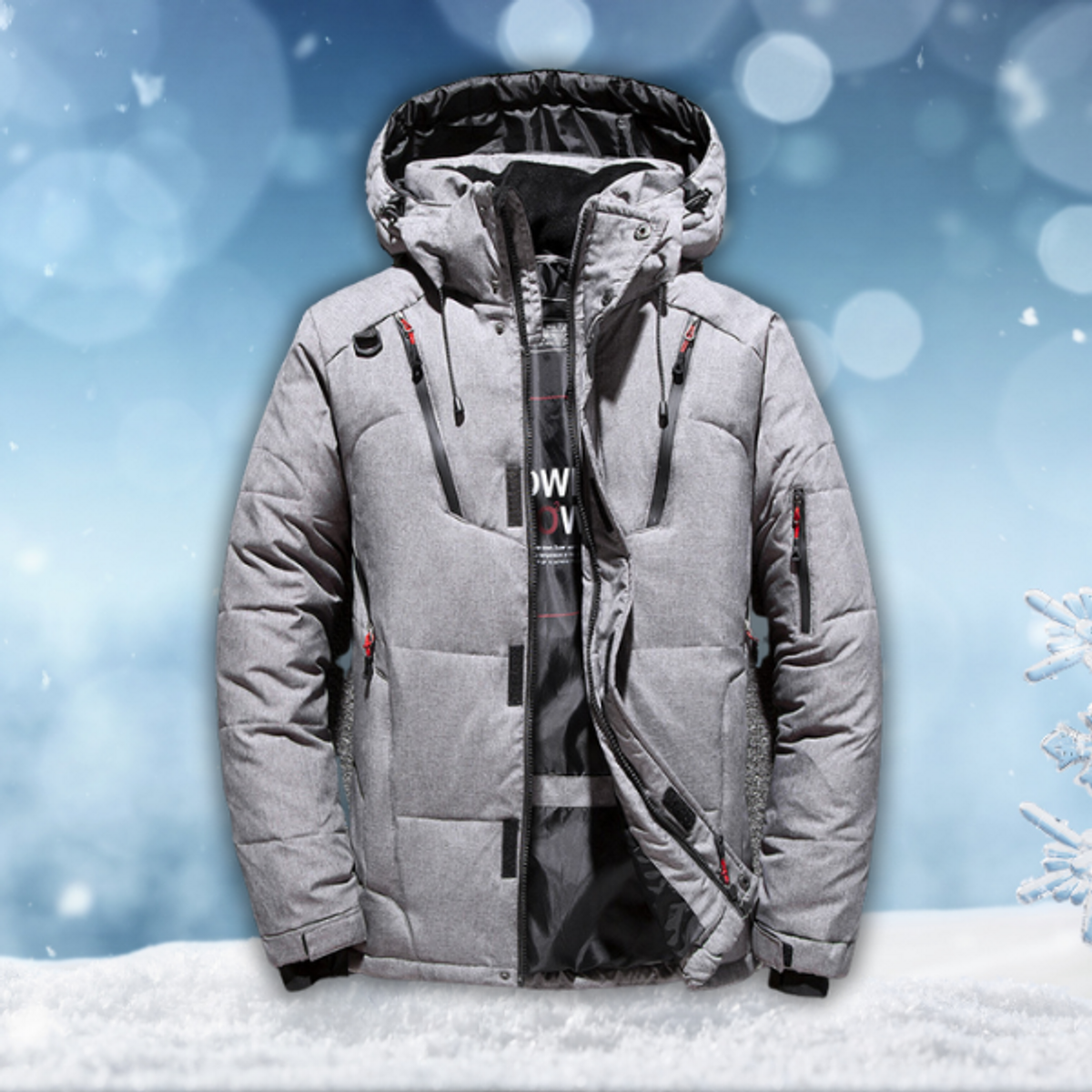 Men's Waterproof Winter Jacket Windproof Hooded Design Casual Outerwear 2
