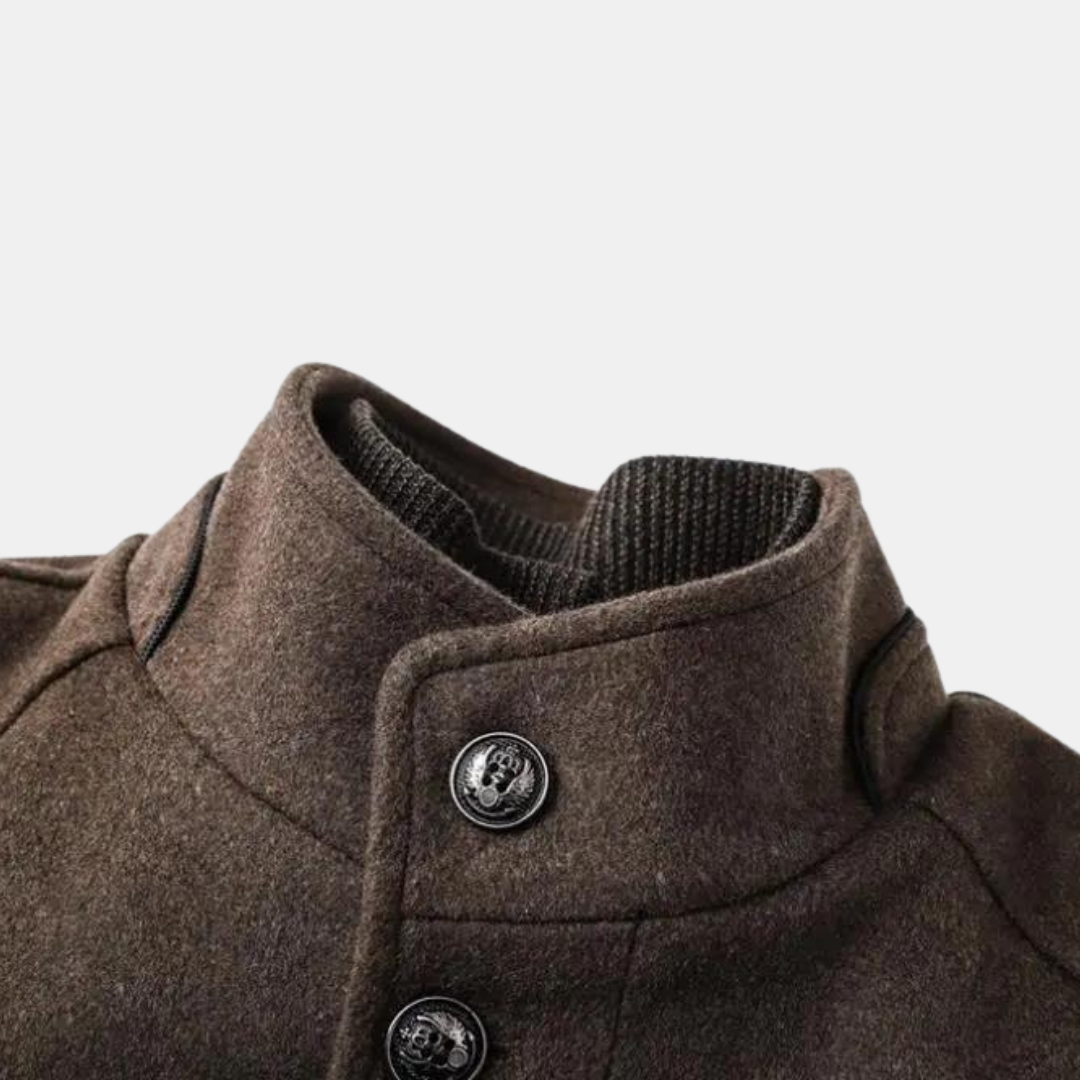 Men's Wool Coat Stand-Up Collar Elegant Warm Versatile Winter Overcoat 5