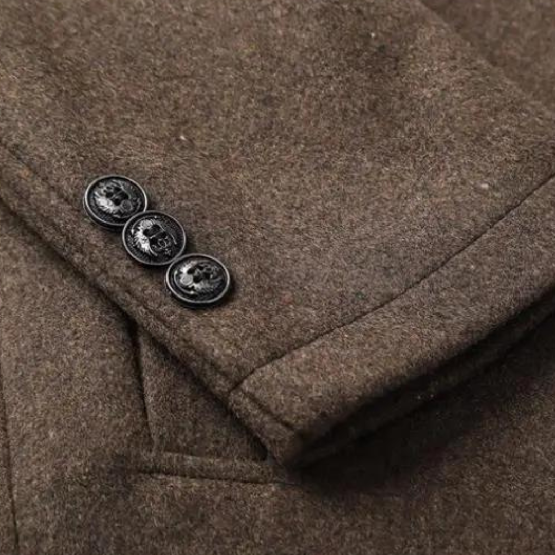 Men's Wool Coat Stand-Up Collar Elegant Warm Versatile Winter Overcoat 8