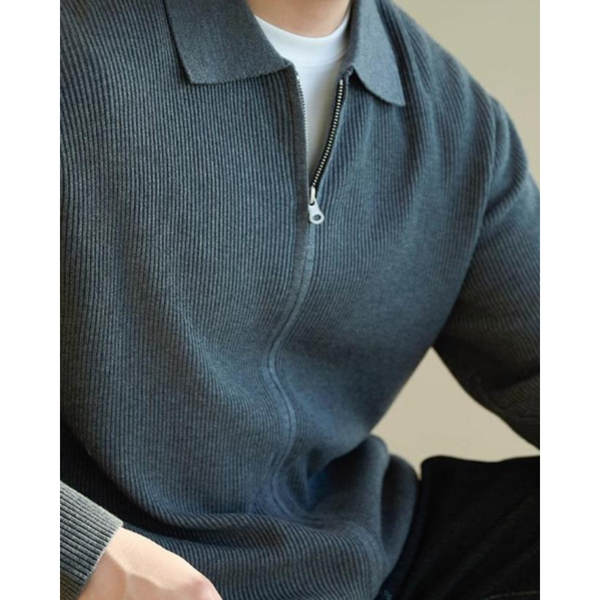 Men's Wool Vest Casual Elegant Zip Sweater Premium Wool Fabric 1