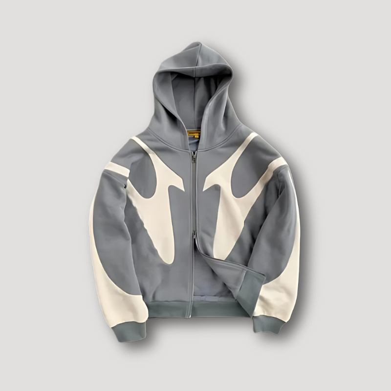 Men's Zip-Up Graphic Hoodie with Bold Design and Relaxed Fit 2
