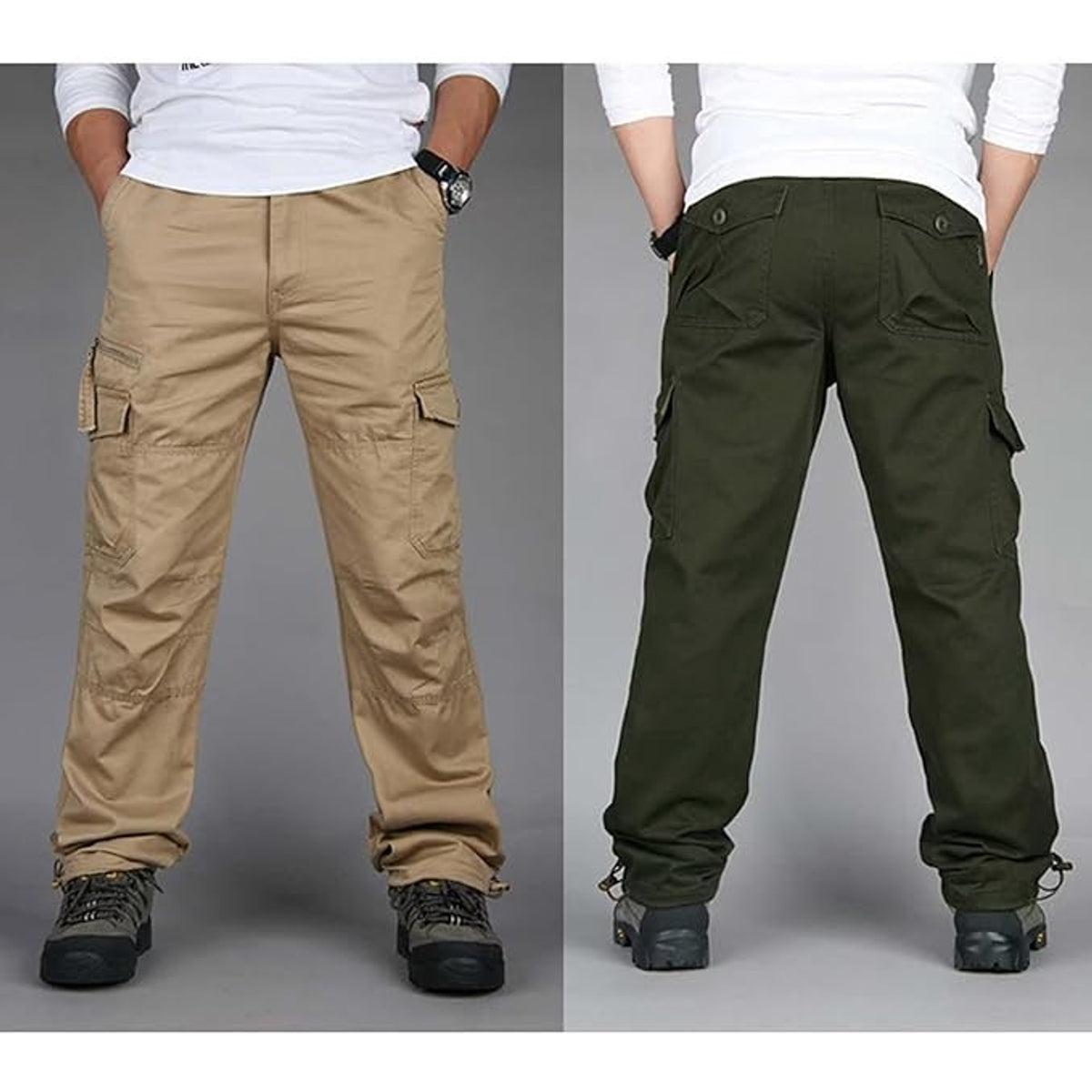 Mens Black Cargo Pants - High Waist, Relaxed Fit, Utility Pockets, Soft Durable Fabric 4