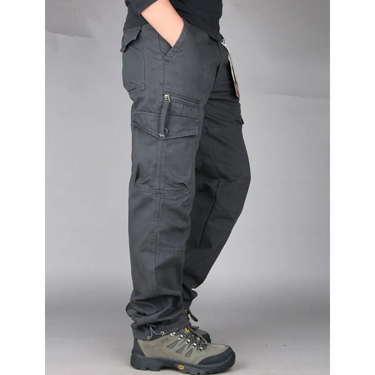 Mens Black Cargo Pants - High Waist, Relaxed Fit, Utility Pockets, Soft Durable Fabric 7