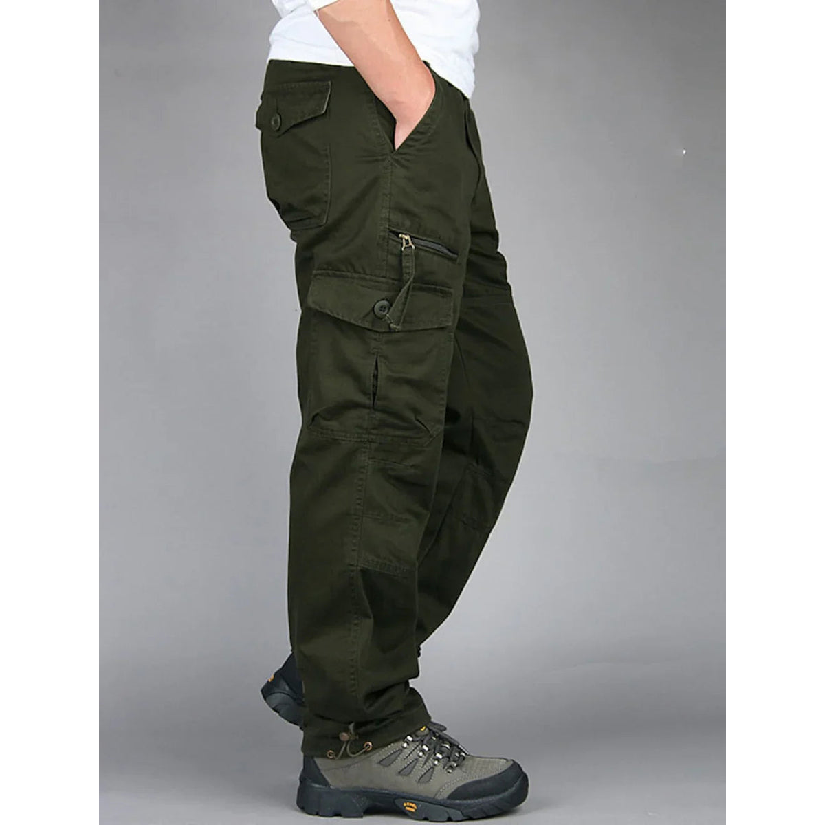 Mens Black Cargo Pants - High Waist, Relaxed Fit, Utility Pockets, Soft Durable Fabric 8