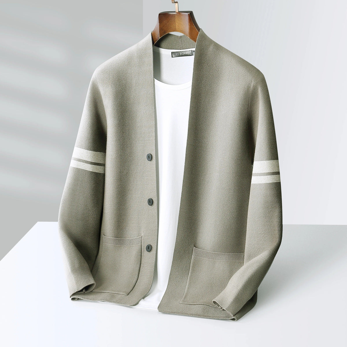 Merino Wool Blend Cardigan Lightweight Minimalist Design with Pockets 9