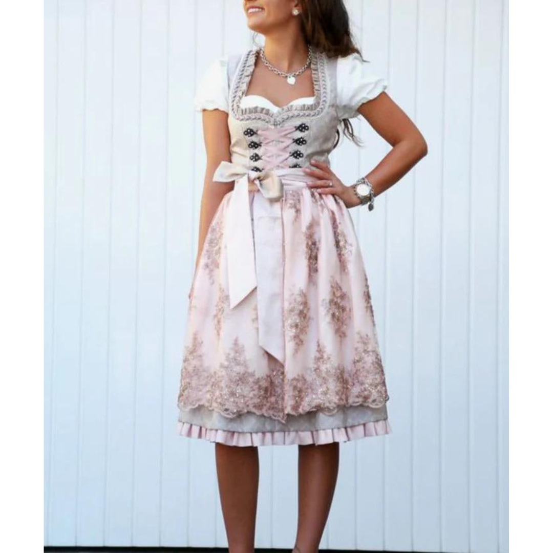 Midi Dirndl Dress Women Classic Oktoberfest Traditional Style Elegant 1