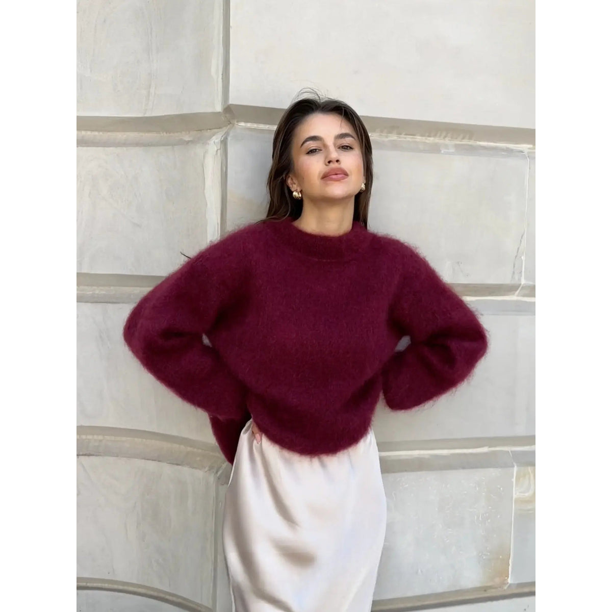 Mohair Pullover Women's Elegant Sweater Loose Fit Lightweight Casual 0