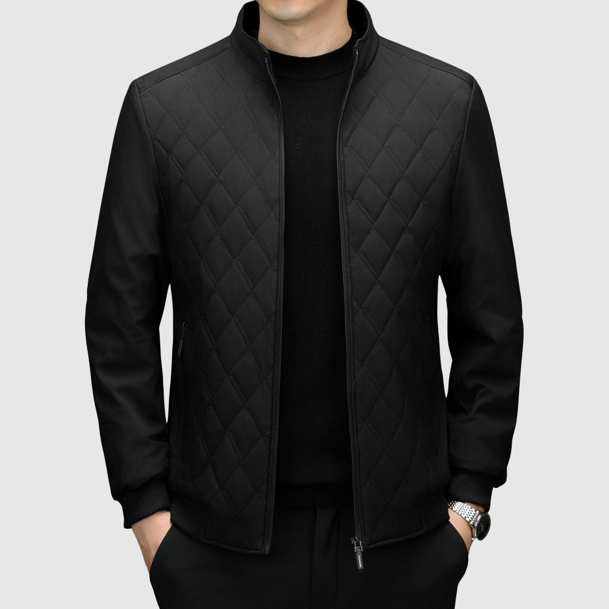 Monogram Jacket Stylish Winter Essential High Collar Warmth 0