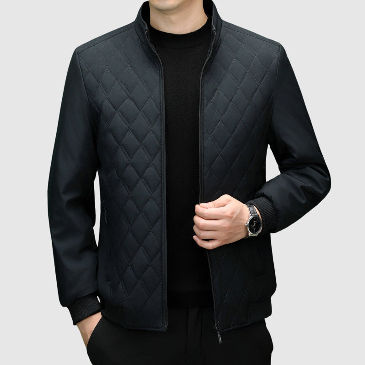 Monogram Jacket Stylish Winter Essential High Collar Warmth 2