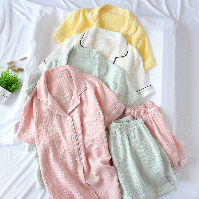 Muslin Cotton Pajama Set Lightweight Breathable Sleepwear for Women 1