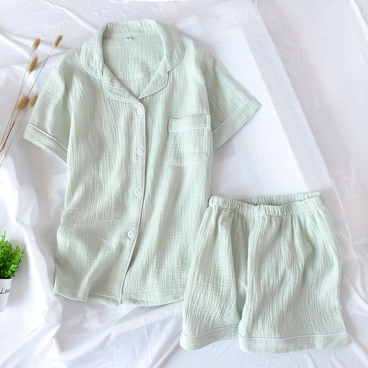 Muslin Cotton Pajama Set Lightweight Breathable Sleepwear for Women 10