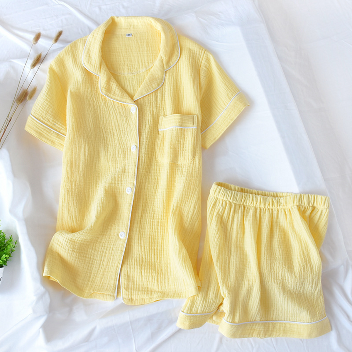 Muslin Cotton Pajama Set Lightweight Breathable Sleepwear for Women 11