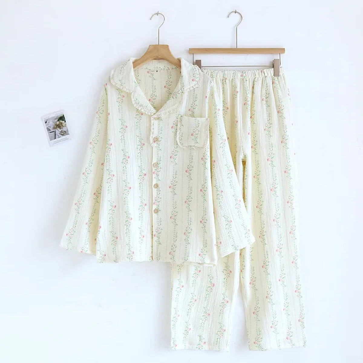 Muslin Cotton Pajama Set Women Floral Print Lightweight Comfort 0