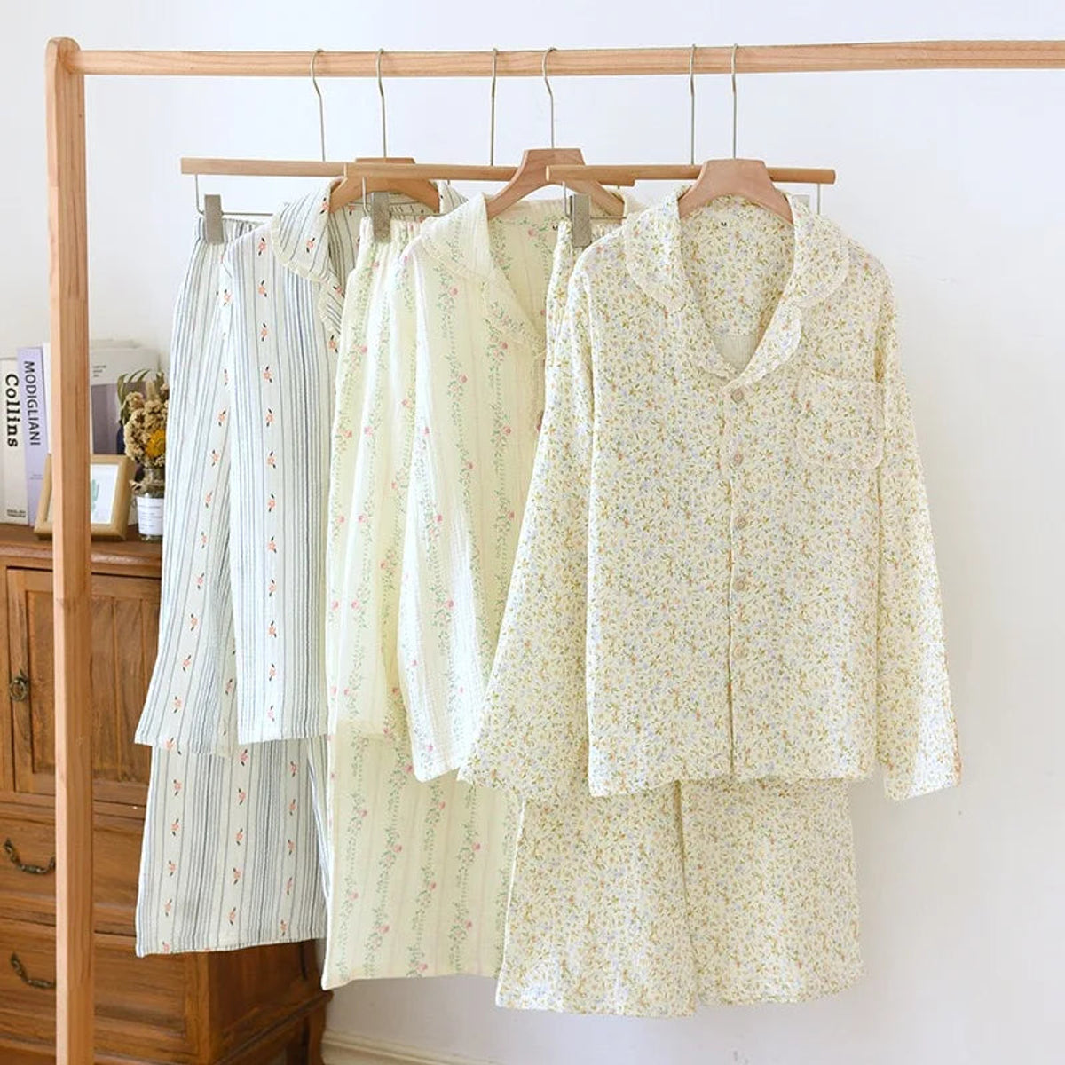Muslin Cotton Pajama Set Women Floral Print Lightweight Comfort 1