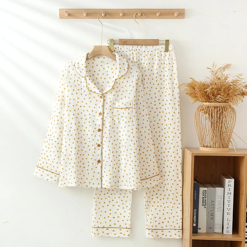 Muslin Cotton Pajama Set Women Lightweight Breathable Comfort Summer 1