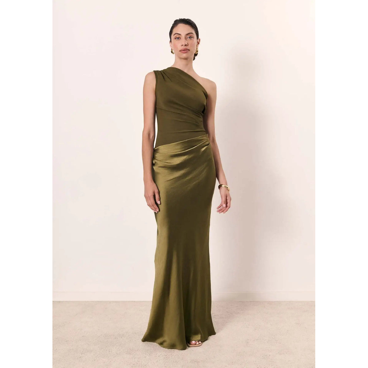 One-Shoulder Satin Maxi Dress Elegant Evening Wear for Women 8