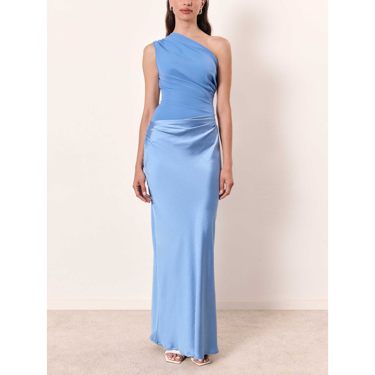 One Shoulder Neck Pleated Black Maxi Dress Elegant Long Dress for Women 8