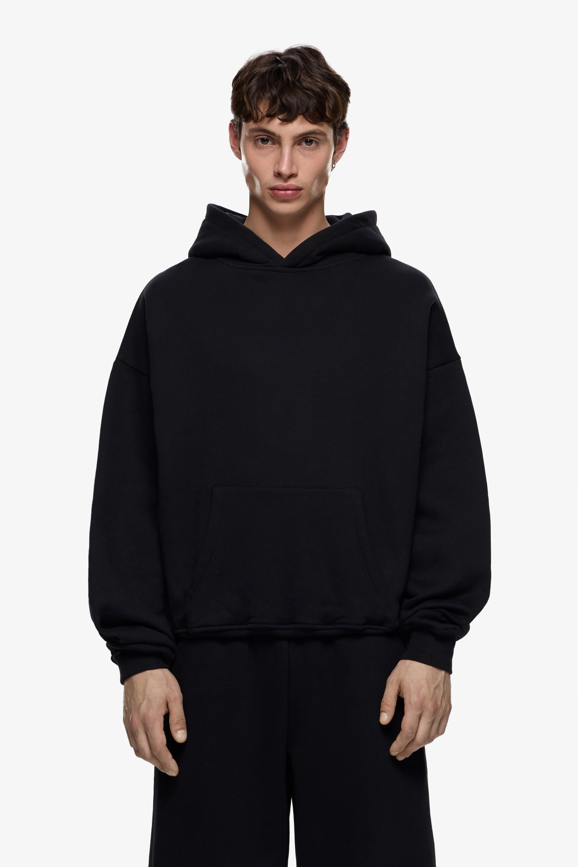 Oversized Black Hoodie for Men - Soft Heavyweight Cotton, Cozy Fit, Streetwear 0