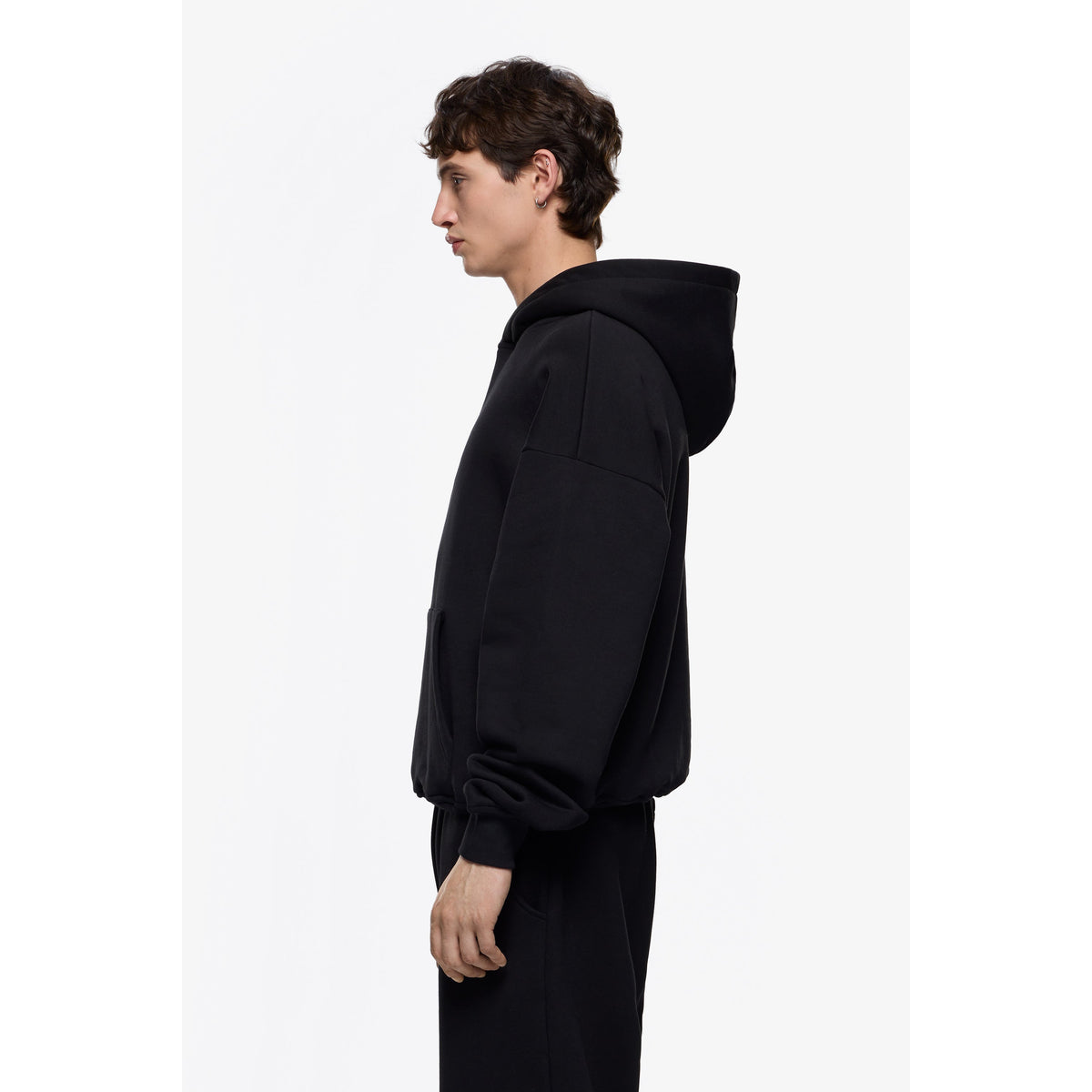 Oversized Black Hoodie for Men - Soft Heavyweight Cotton, Cozy Fit, Streetwear 1