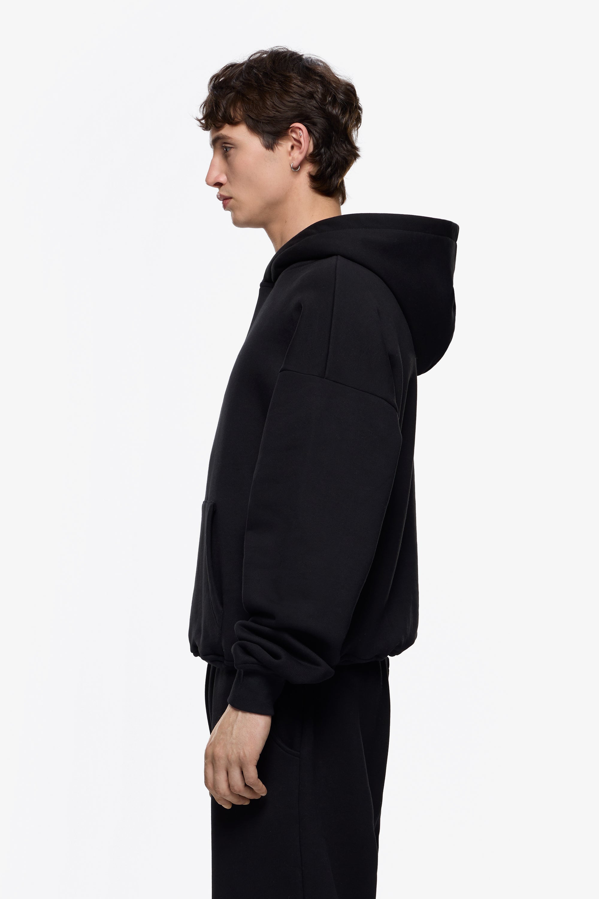 Oversized Black Hoodie for Men - Soft Heavyweight Cotton, Cozy Fit, Streetwear 1