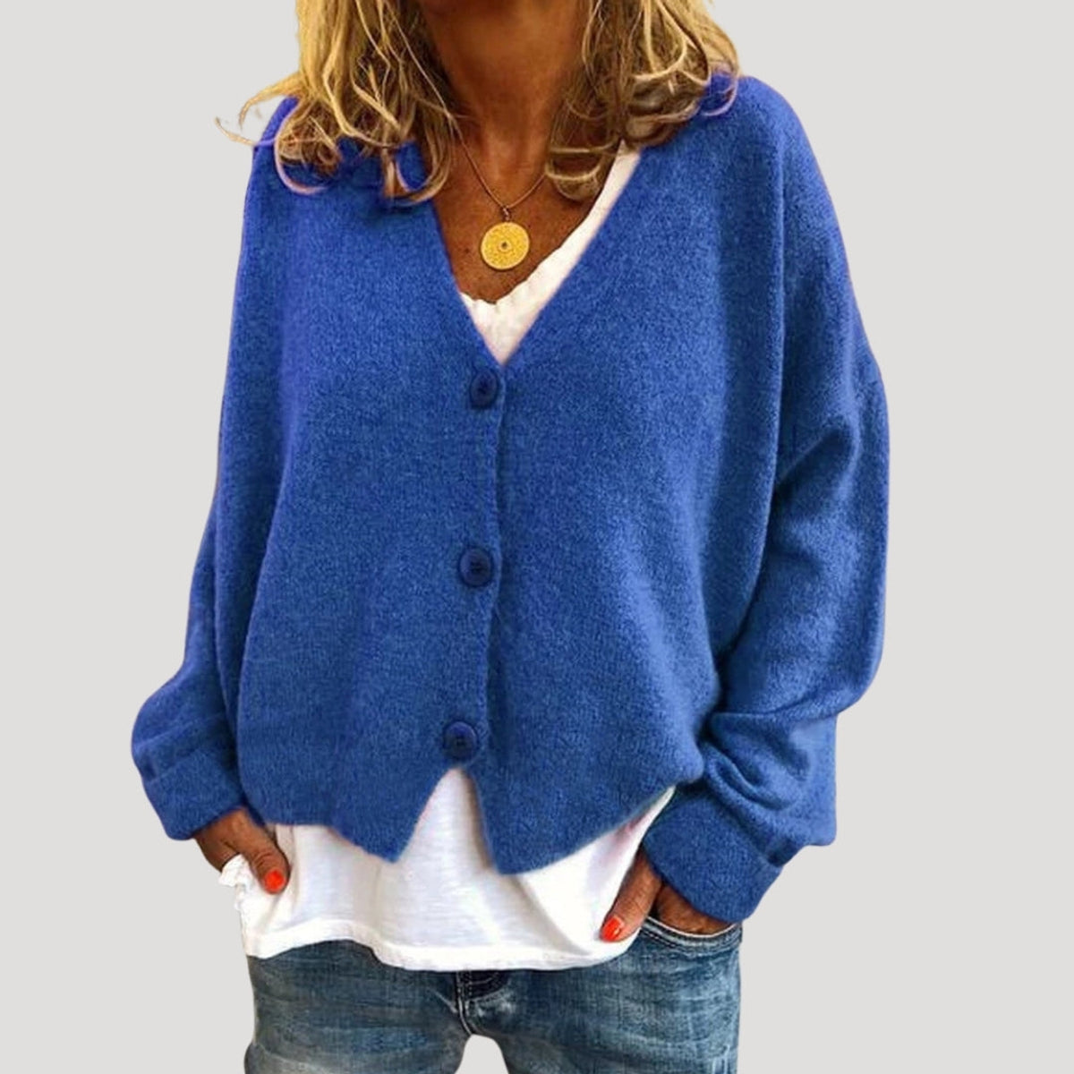 Oversized Cardigan Women V Neck Button Up Knitwear 4
